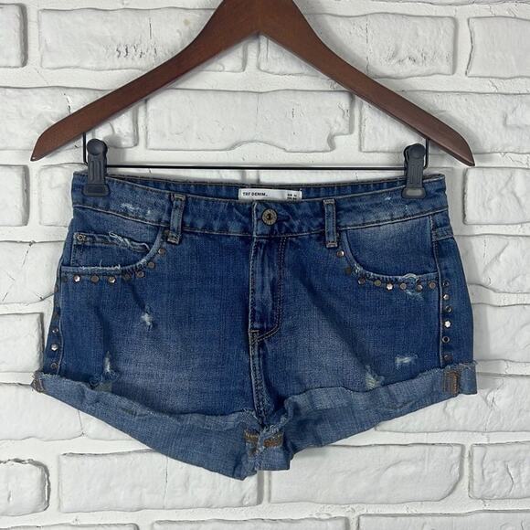Zara TRF Denim embellished shorts size 4 - Picture 1 of 10